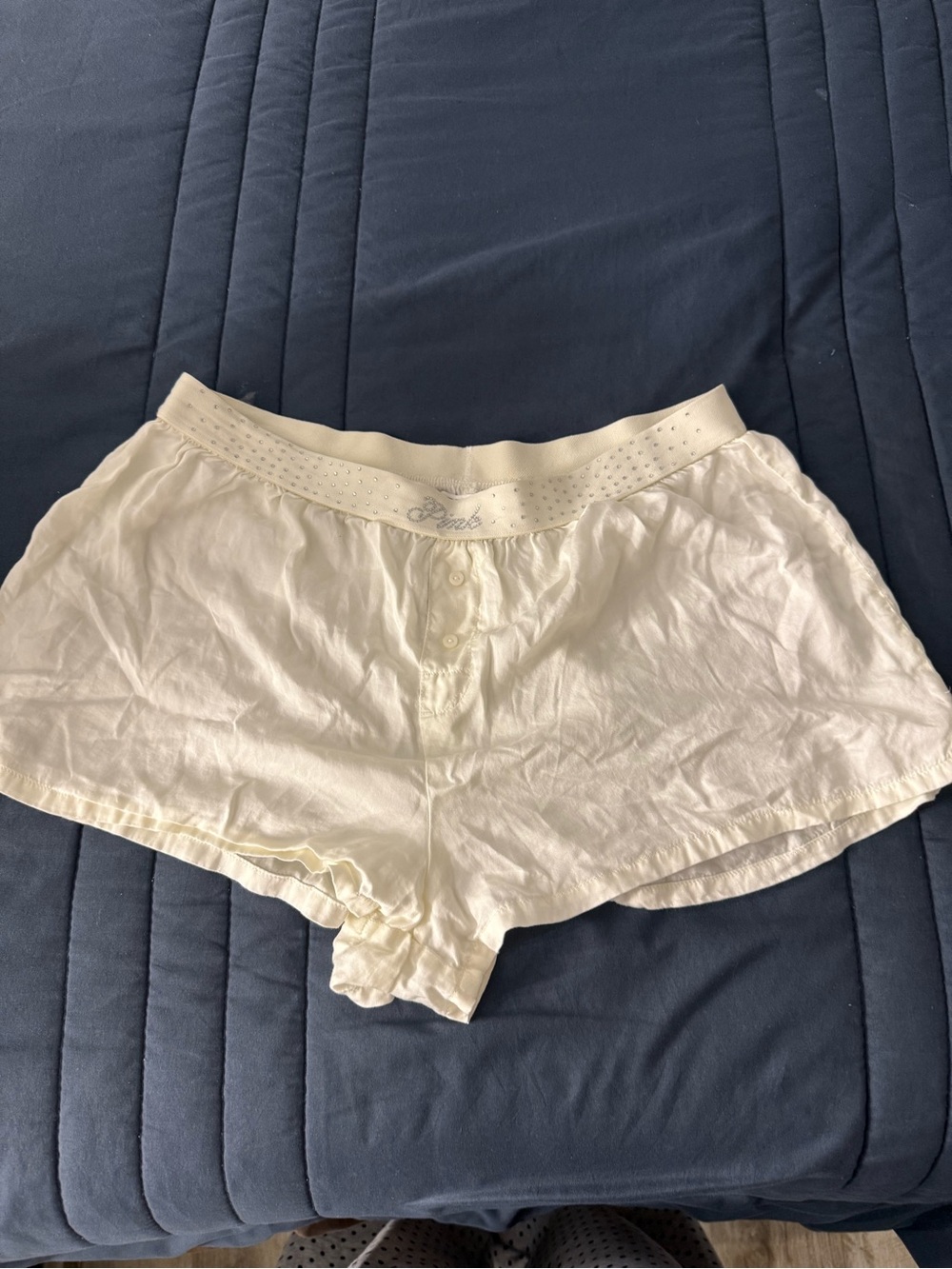 PINK Victoria's Secret Cream Cotton Lounge Shorts